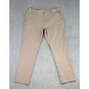Jack Archer Jetsetter Pants Men 35x30 (28.5) Oak Khaki Travel Flat Front Stretch